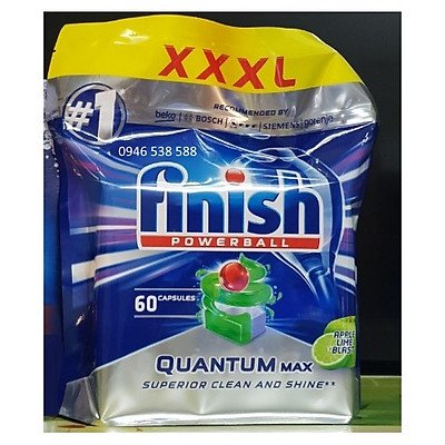 Viên rửa bát Finish Quantum max 60v hương táo chanh